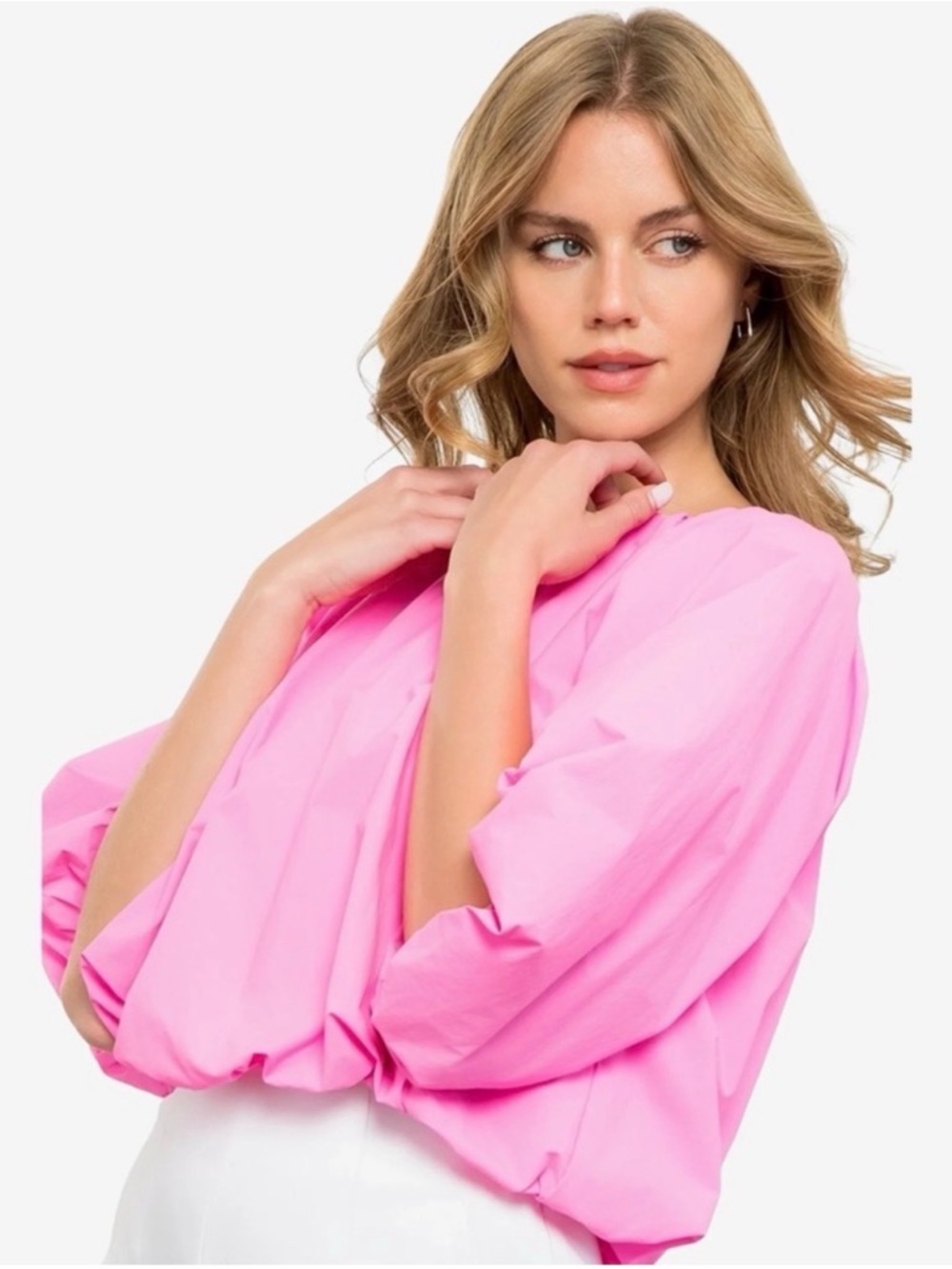 THML Hot Pink Balloon Sleeve Blouse